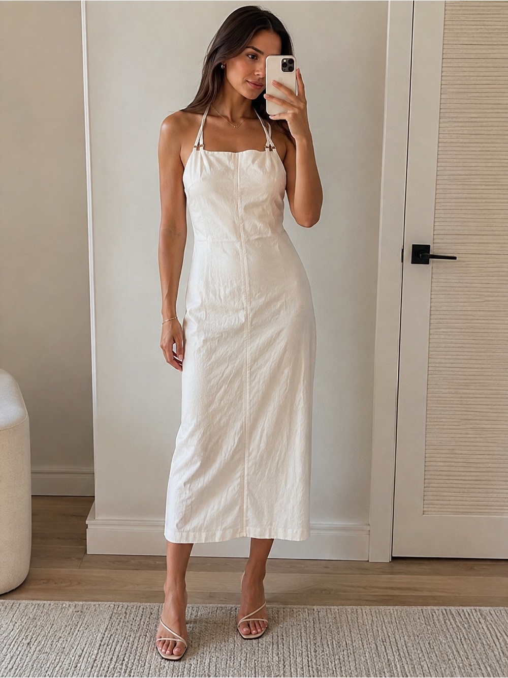 Theory White Halter Midi Dress – Size P / Petite